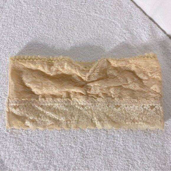 5/$25 Mamia Tan Beige Lace Bandeau Bra L - Picture 1 of 8